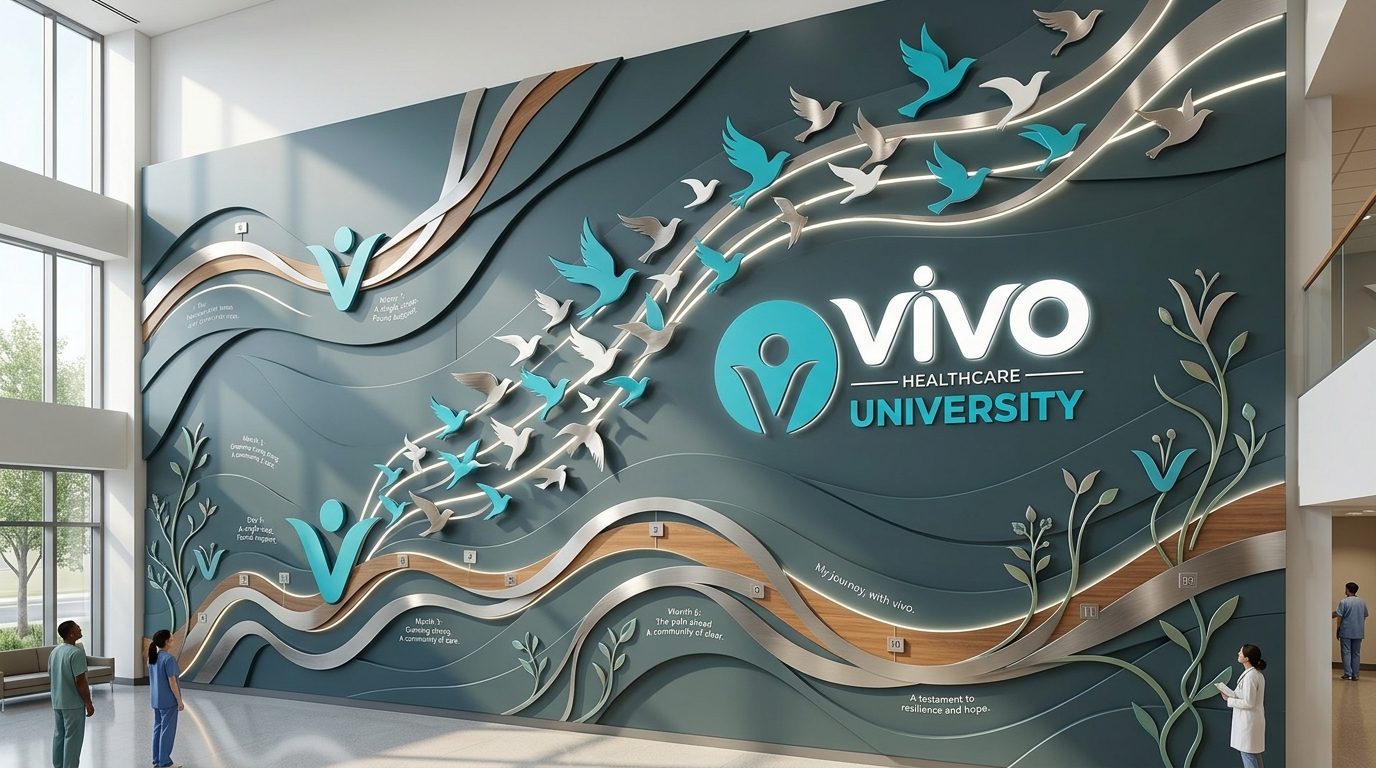 The Journey Wall art installation at Vivo Healthcare University